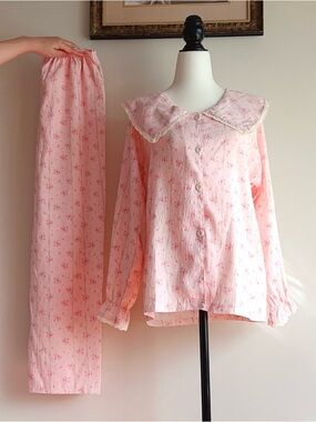 NEW✨ Floral Pajama Set | Soft Pink Cotton Lounge Set | Cute Vintage Sleepwear